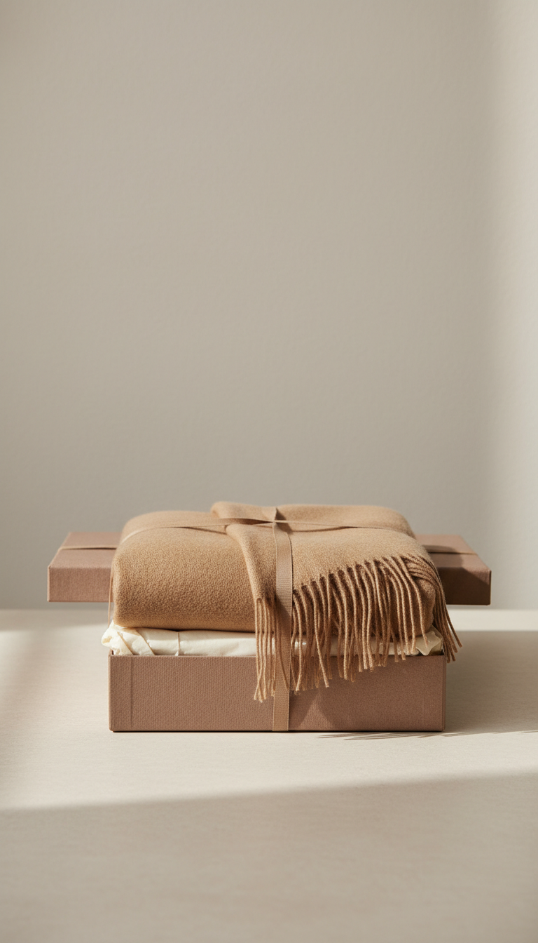 Antique Taupe Cashmere Throw in Gift Box