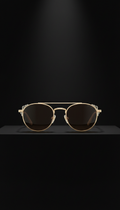 Gold framed sunglasses with espresso lenses