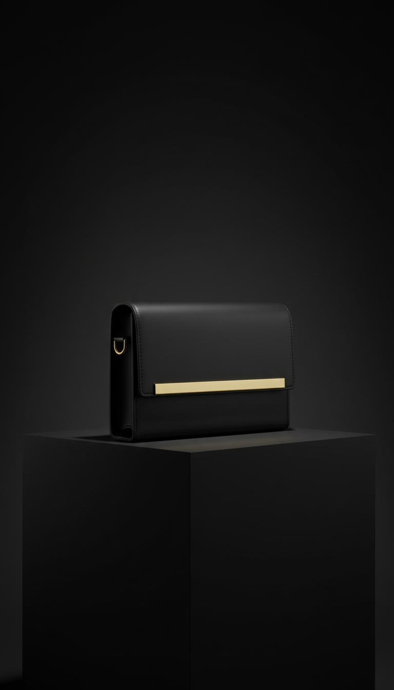 Onyx clutch bag with gold hardware