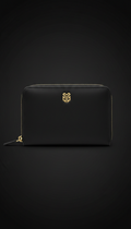 Leather wallet with gold zipper